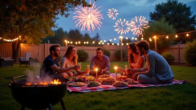 backyard bbq with fireworks